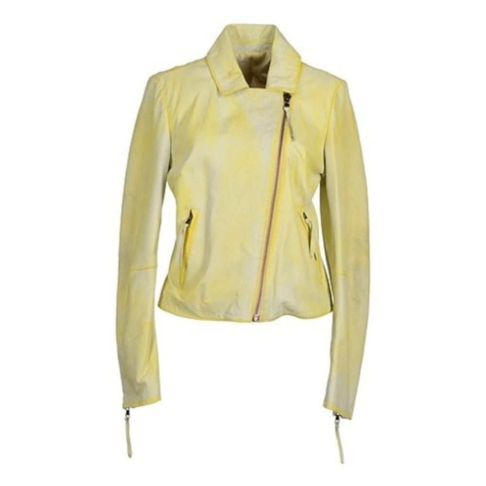 NWT $645 CNC Costume National leather yellow jacket